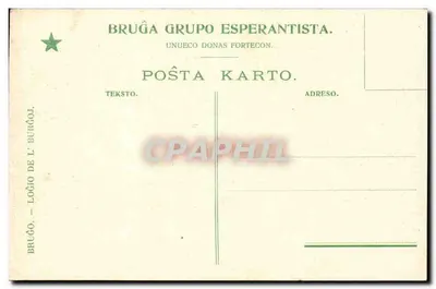 Kanał Bruges — widok z kościołem i budynkami — wydawca Brugge Gruppo Esperantista — Rewers