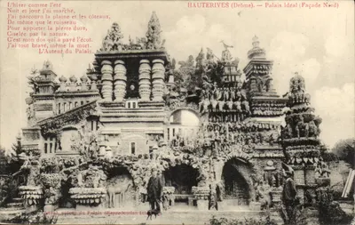 Haüterives (Drôme) — Palácio Ideal (Fachada Norte) — Cavalo, autor do Palácio (Reprodução Interna)
