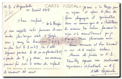 Vista aérea de Notre-Dame d'Aiguebelle — editor não visível, número de série ilegível — Verso