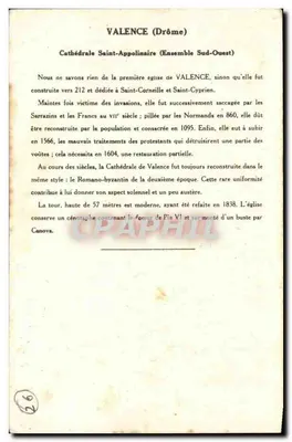 Catedral de São Appolinário — Valence (Drôme) — 4ª Série, Coleção da Solução Pautaüberge — Verso