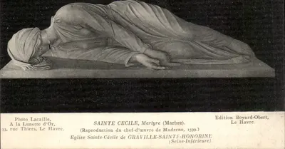 Santa Cecília, martirio — reprodução de mármore de Maderno, 1599 — Edição Boyard-Obert, Le Havre