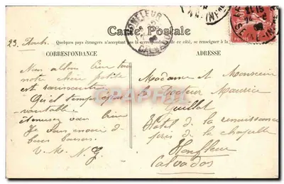 Stara pocztówka Le Havre — Zamek Dumont — Wydawca anonimowy, n° 26 — Rewers