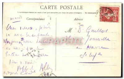 Langrune-sur-Mer — Kościół, dzwonnica zakończona restauracją w 1908 — kolekcja AD — Rewers