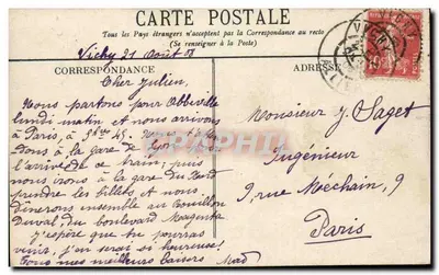 Vichy — Passagem e Hotel das Postas. — Verso