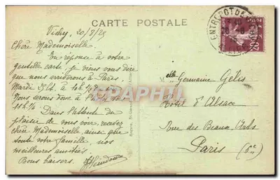 Vichy — Zamek Cesarski — Wydawca Ideal, nr 402 — Rewers