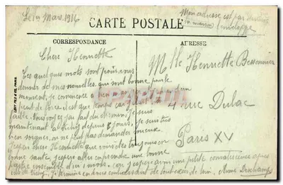 Vichy — As Halles — Edição G. Ganillier, n° 278 — Verso