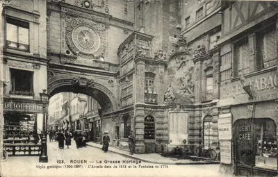 Rouen — Grote Godzina i Fontanna — Wydawca: C. Louvet, nr 123