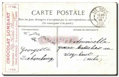 Fécamp — Chalutier wchodzący do portu — Chocolat Lombart — Rewers