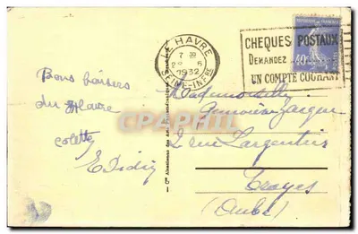 Sainte Adresse Le Havre Stara pocztówka Widok panoramiczny — Rewers