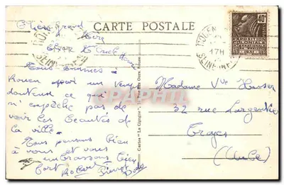 Katedra w ROUEN — Wieża Miodowa — Szczegóły szczytu — Pocztówki "La Cigogne", nr 64 — Rewers