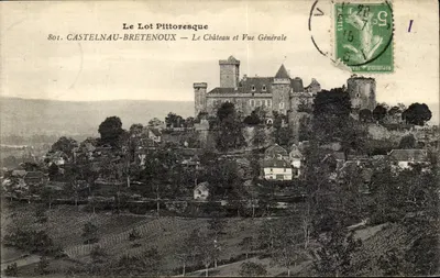 Castelnau-Bretenoux — O Castelo e Vista Geral — Editor República Francesa, n°801