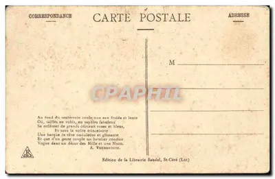 Padirac (Lot) — El Lago de la Lluvia — Edición de la Librairie Baudel, St-Céré (Lot) — Reverso