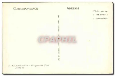 Rocamadour — Widok ogólny (Strona Zachodnia) — Wydawca LL, nr 31 — Rewers