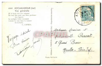 Rocamadour (Lot) — Ogólny Widok — Wydawnictwo L. Vertuel — Rewers