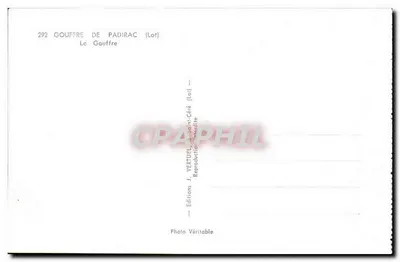 O Abismo de Padirac — Lote — Edições J. Vertuel, saint-Céré — Verso