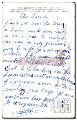 Esplanada e Torre da Horologia, Weymouth — vista de praia animada — editor Valentine & Sons, n° A.726 — Verso
