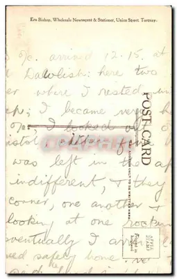 Torquay z Vane Hill — widok portu i wzgórz — wydawca nieznany — Rewers