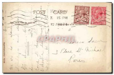 The Spa, Scarborough — vista do promenar e do kiosco — editor REAL PHOTOGRAPH — Verso