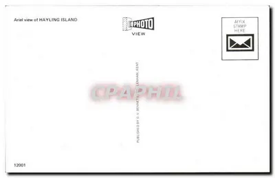 Hayling Island — vista aérea — publicada por D. V. Bennett, Kent, n° 12001 — Verso