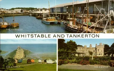 Whitstable e Tankerton — A vista do porto, a rua, o castelo — J. Salmon Cameracolour
