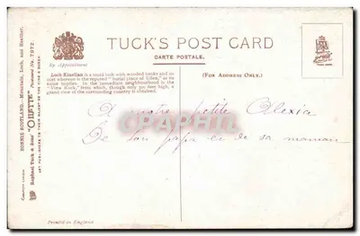 Loch Killinan, blisko Strathpeffer — krajobraz jeziora z górami — Tuck's Post Card, nr 7972 — Rewers