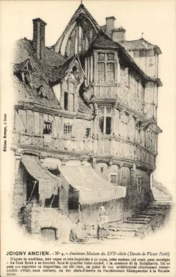 Joigny Antigo — Velha Casa do Século XVI (Desenho de Victor Petit) — Edição Boroy, em Sens, n°4