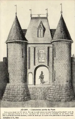 Joigny - A antiga porta do Pont — ilustração histórica — Coleção J. D., Sens