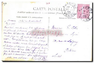 Auxerre — Most Tournelle — widok mostu i zamku — wydawca nieznany — Rewers
