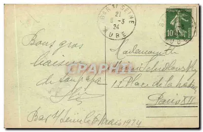 Bar-sur-Seine (Aube) — Kąt Seiny — Młyny — Most i Kościół św. Etienne — Vve Bourgogne, wydawca — Rewers