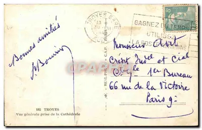 Troyes — Ogólny widok z katedry — C.A.P. (seria 182) — Rewers