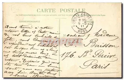 Romilly-sur-Seine (Aube) — Rodovia Nacional e Rua do Pars — Tabac — Coleção S. Brunc'air, fot.-edit., Troyes — Verso