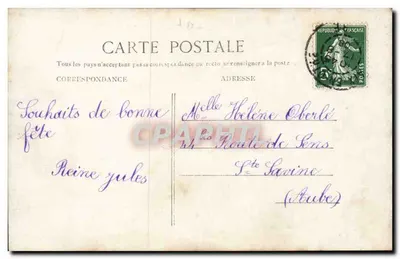 Mulher com buquê de rosas — De Villemoiron, envio-lhe estas flores — GJP, Paris — Verso