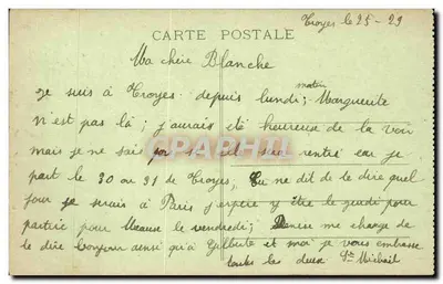 Troyes (Aube) — O Hotel da Caixa de Economia — Ch. Granddidier, fot.-edit. Troyes — Verso