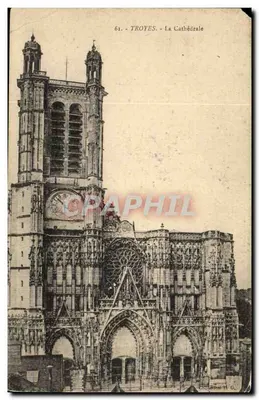 Troyes - A Catedral - Bilhete postal antigo