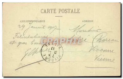 Arcis-sur-Aube — Praça da República — Portal da Igreja e Estátua de Danton — Gradassi-Royer lit. edit., Arcis-sur-Aube — Verso