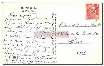 Troyes (Aube) — Prefektura — Wydawnictwo Sztuki Francuskiej — Rewers