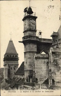 Troyes — Le Beffroi et le clocher de Saint-Jean — Gris, Editeur, Troyes