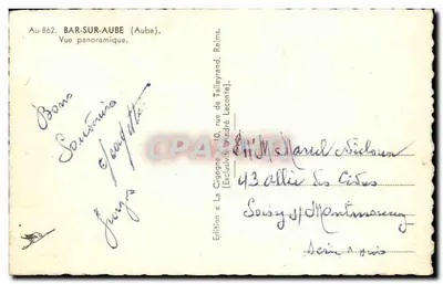 Bar-sur-Aube — Widok panoramiczny — Cigogne, wydanie ekskluzywne André Leconte — Rewers