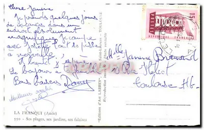 La-Franqui — vista da praia, falésias e palmeiras — Éditions d'Art Larrey — Verso