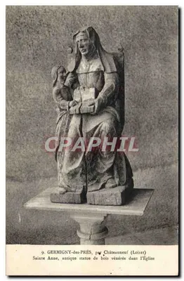 सेंट एन, प्राचीन लकड़ी की मूर्ति जो जर्मिनी-डेज़-प्रेस में चर्च में पूजा की जाती है — चाटोनेनॉफ (लूअर-एत-शर)