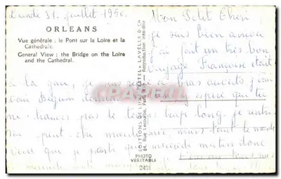 Orléans — Vista geral: o Ponte sobre a Loire e a Catedral — Estel — Verso