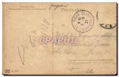 Köln z Rynu — widok katedry i mostu — wydawnictwo Gunther-Naumburg, nr 200 — Rewers