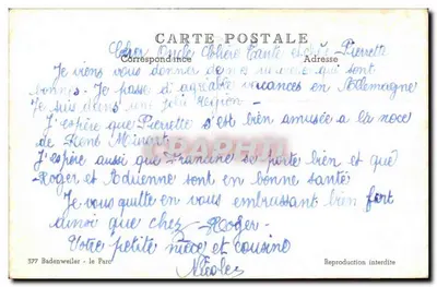 Badenweiler - o Parque — 377 — editor desconhecido — Verso