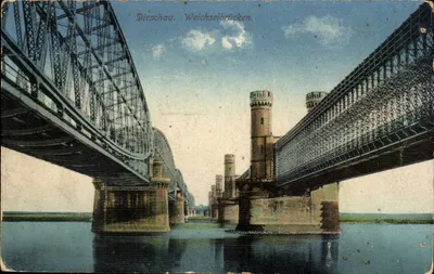 Dirschau. Ponte de Weichsel — Ponte metálica sobre a Weichsel — editor desconhecido