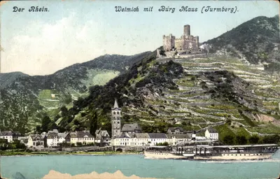 Welmich com a Fortaleza Maus (Turmberg) — vista do rio Reno — Ludwig Foer, Maîs, 1908, n°5101