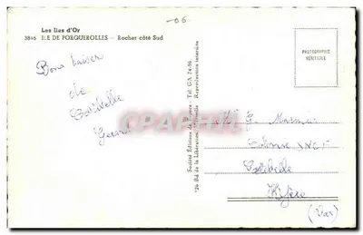 Roca lado Sur — Isla de Porquerolles — editor Ryner — Reverso