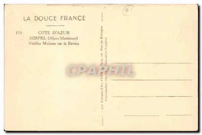 Sospel — Vieilles Maisons sur la Bévéra — Les Éditions d'Art Yvon — Verso