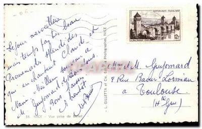 Miasto Nice — Widok z Boullet — Wydawca L. Gilletta et Cie, NICE — Rewers