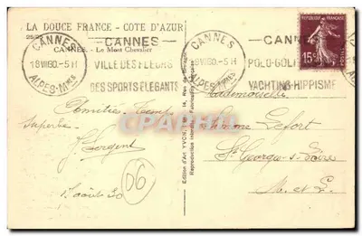 Cannes - Wzgórze Chevalier — widok panoramiczny — Wydawnictwo Sztuki YVCN, nr 06 — Rewers