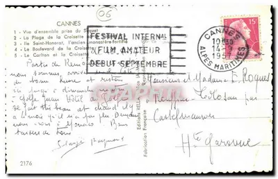 Cannes — Ricordi di Cannes — Editions Françaises — Verso
